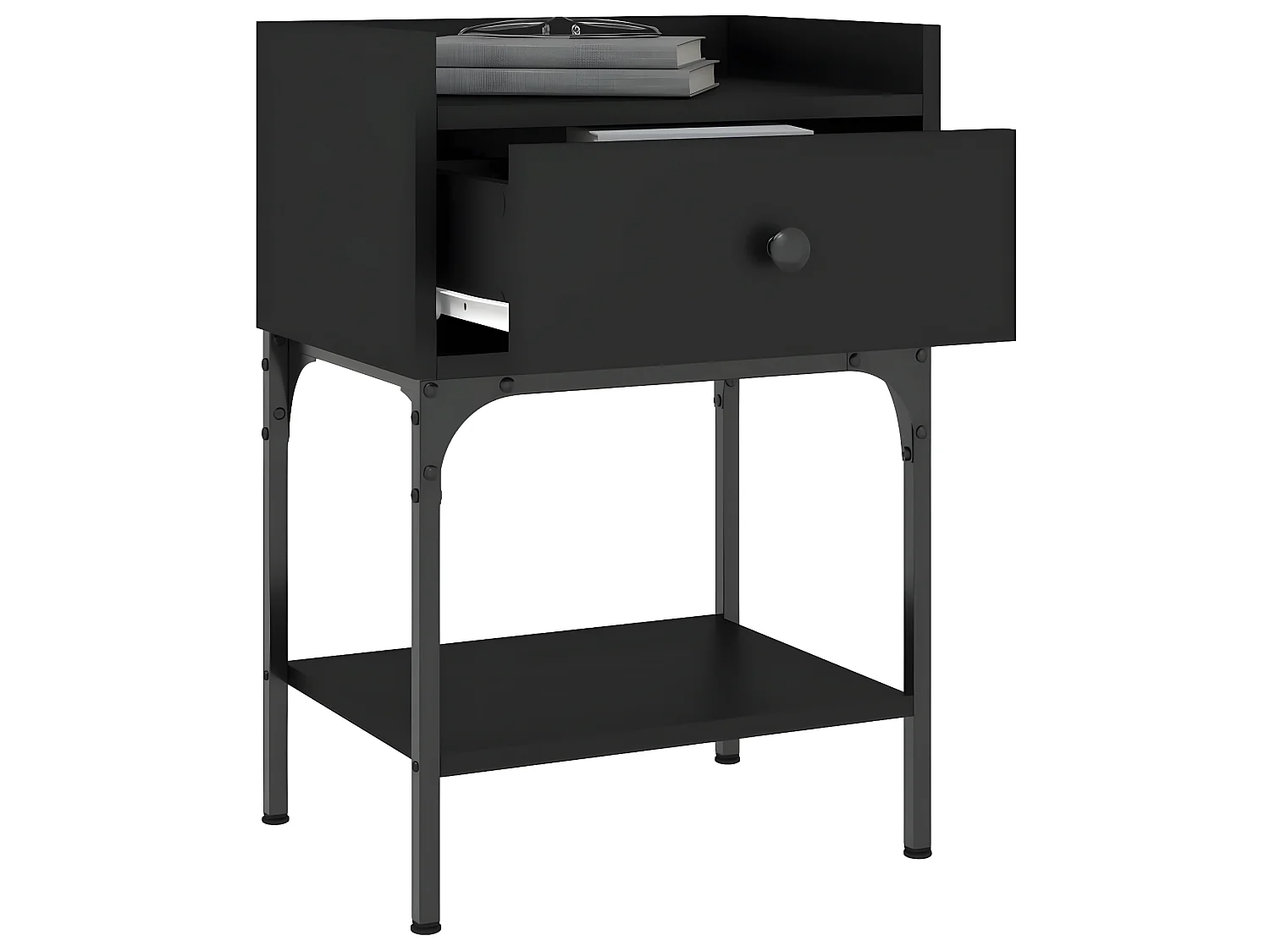 Lot de 2 Tables de chevet noir 40,5x31x60 cm bois d’ingénierie WVGQ6554