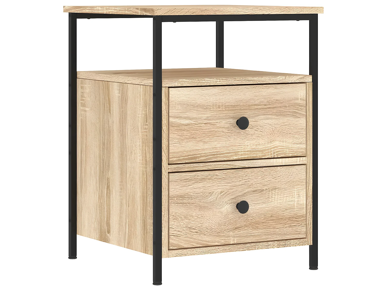 Lote de 2 Mesitas de noche madera ingeniería roble Sonoma 44x45x60 cm ES60921