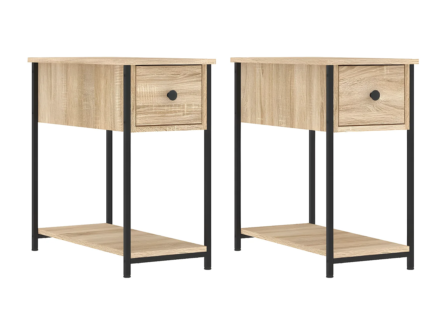 Lote de 2 Mesitas de noche madera ingeniería roble Sonoma 30x60x60 cm ES40997