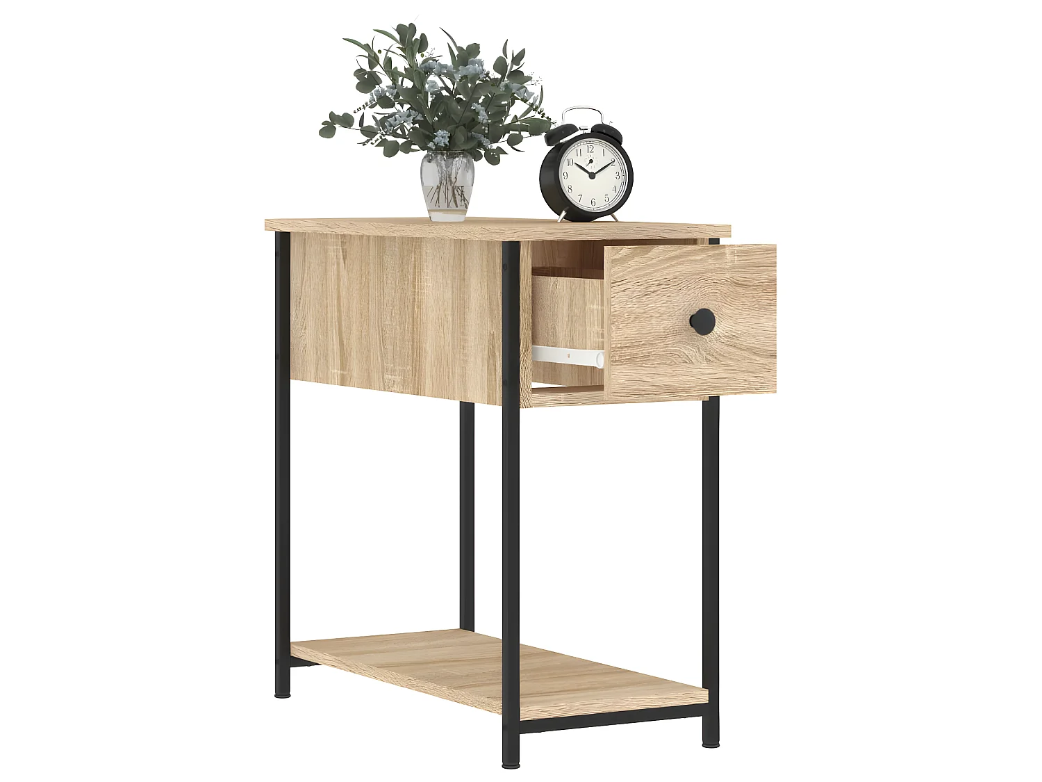 Lote de 2 Mesitas de noche madera ingeniería roble Sonoma 30x60x60 cm ES40997