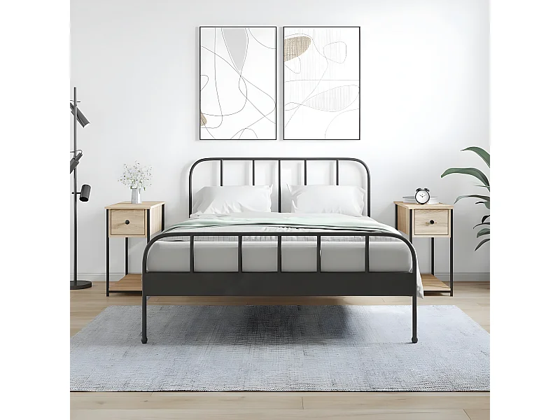 Nachtkastjes 2 st 30x60x60 cm bewerkt hout sonoma eikenkleurig NL87350