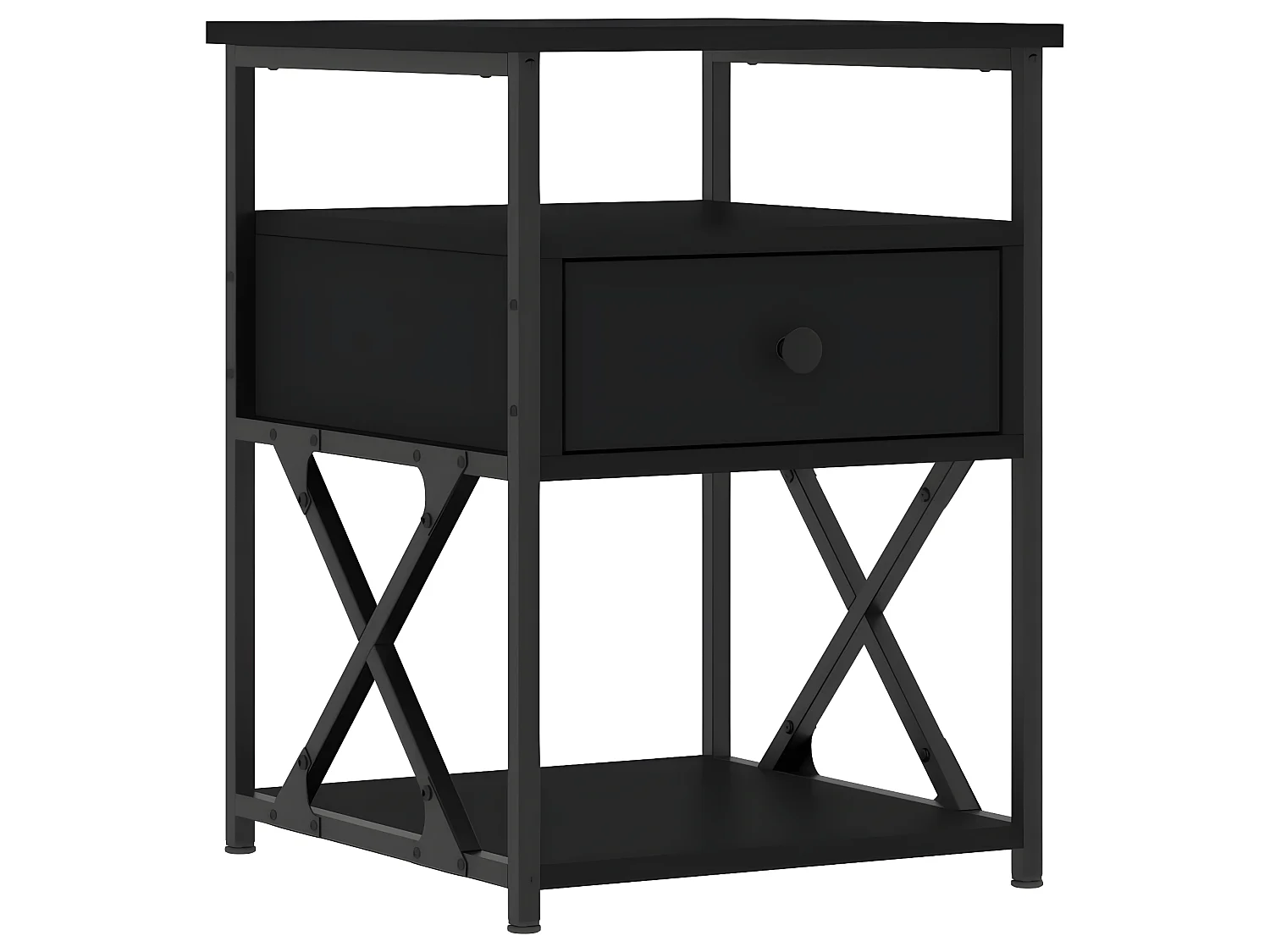 Lot de 2 Tables de chevet noir 40x42x55 cm bois d’ingénierie WVGQ4315