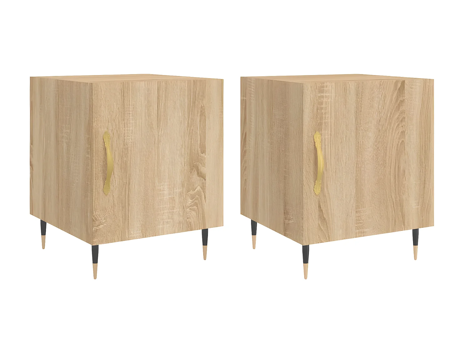 Lote de 2 Mesitas de noche madera ingeniería roble Sonoma 40x40x50 cm ES15779