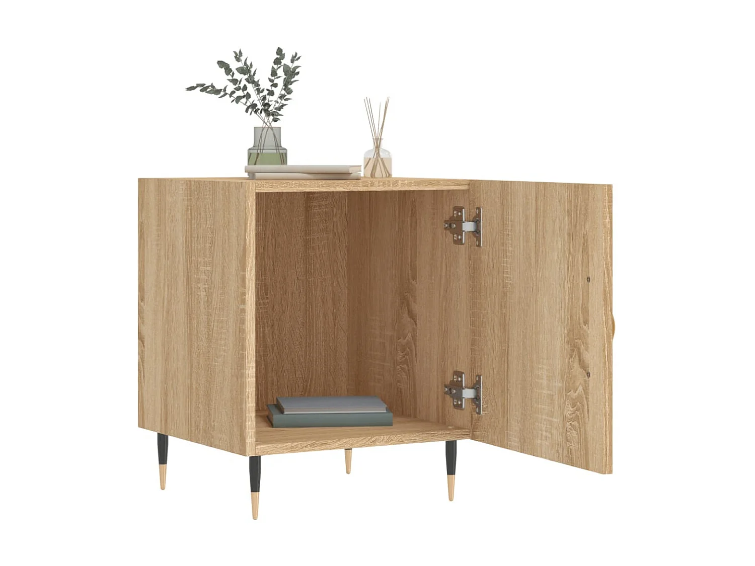 Lote de 2 Mesitas de noche madera ingeniería roble Sonoma 40x40x50 cm ES15779