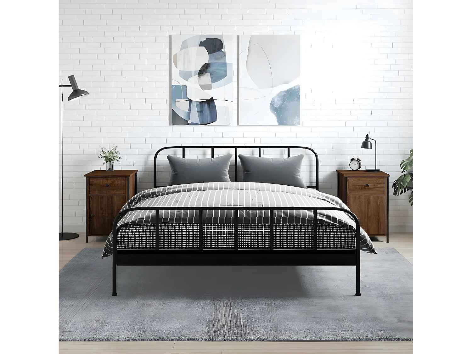 Lote de 2 Mesitas de noche contrachapada roble marrón 40x42x60 cm ES94824