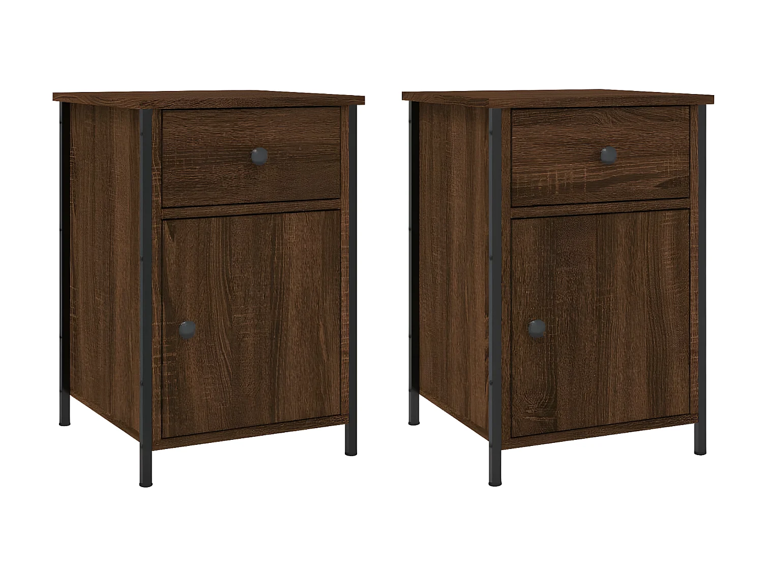 Nachtkastjes 2 st 40x42x60 cm bewerkt hout bruin eikenkleur NL37405