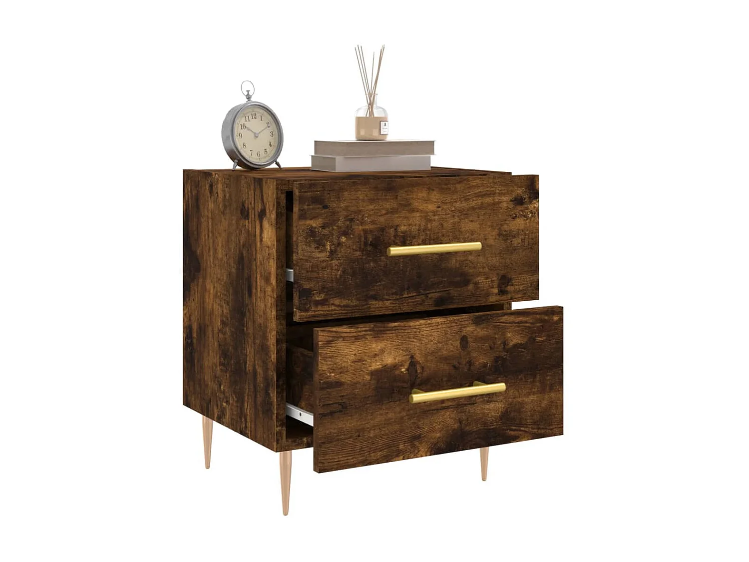 Nachtkastjes 2 st 40x35x47,5 cm bewerkt hout gerookt eikenkleur NL12860