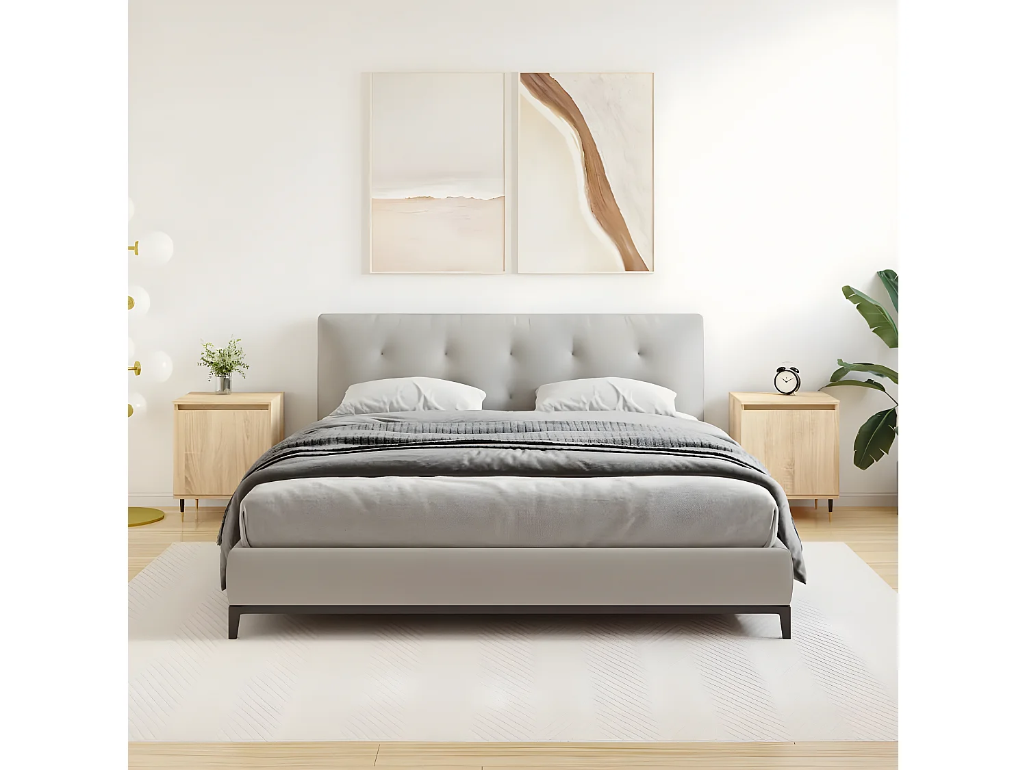 Lote de 2 Mesitas de noche madera ingeniería roble Sonoma 40x30x50 cm ES49466