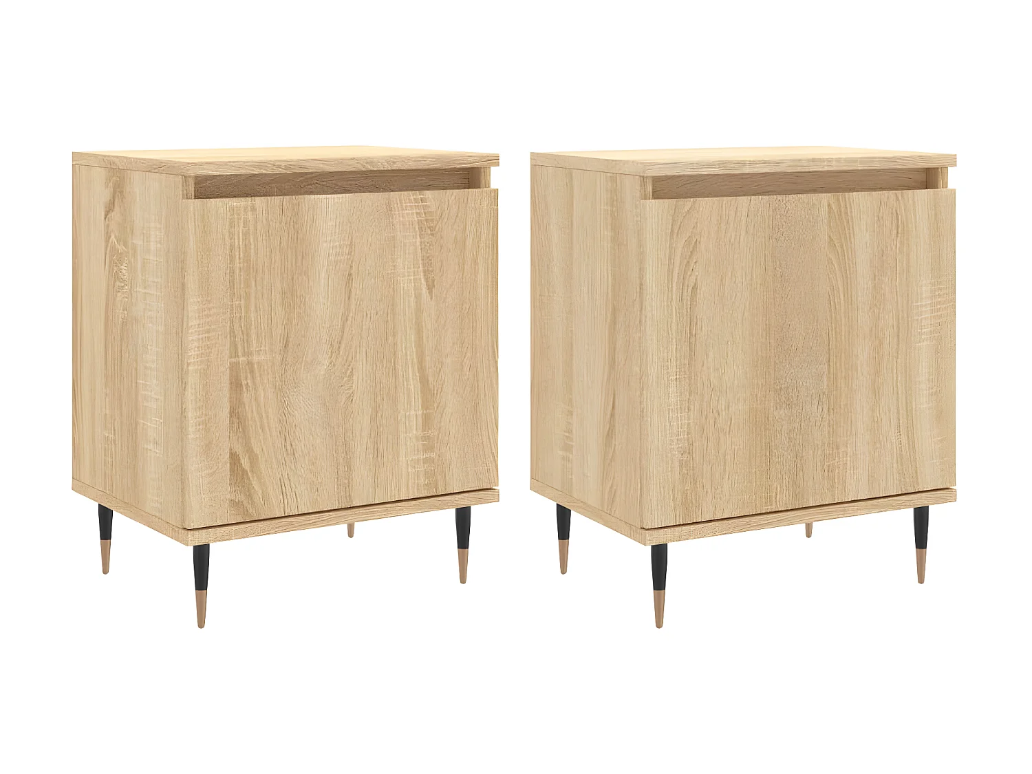 Lote de 2 Mesitas de noche madera ingeniería roble Sonoma 40x30x50 cm ES49466