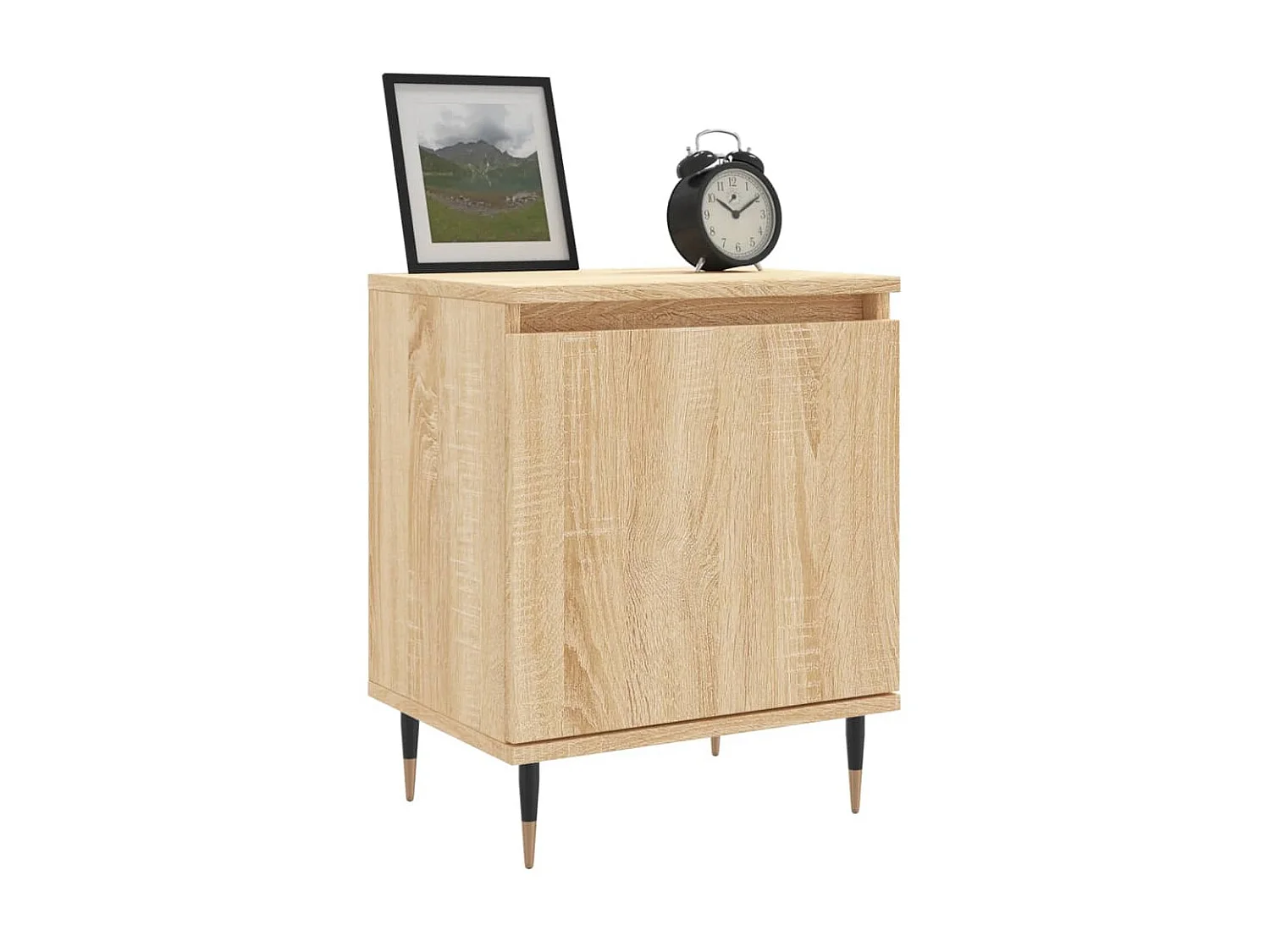 Lote de 2 Mesitas de noche madera ingeniería roble Sonoma 40x30x50 cm ES49466