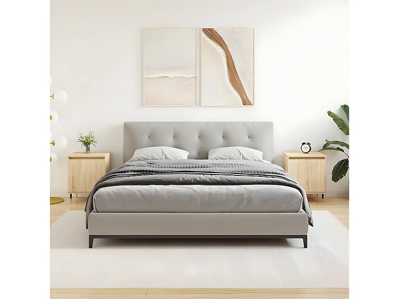 Lote de 2 Mesitas de noche madera ingeniería roble Sonoma 40x30x50 cm ES49466