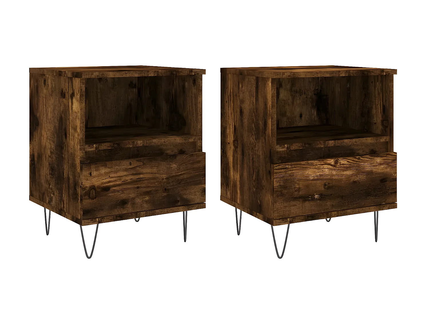 Nachtkastjes 2 st 40x35x50 cm bewerkt hout gerookt eikenkleurig NL29990