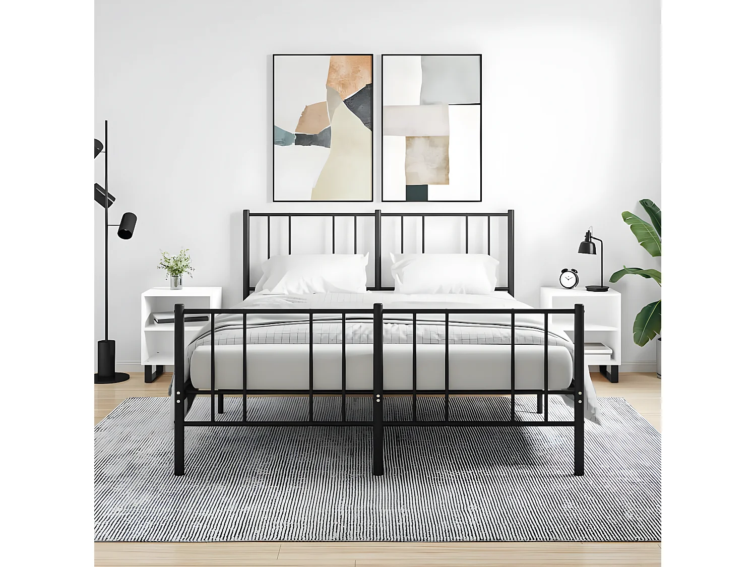 Lot de 2 Tables de chevet blanc 40x30x50 cm bois d'ingénierie WVGQ3113