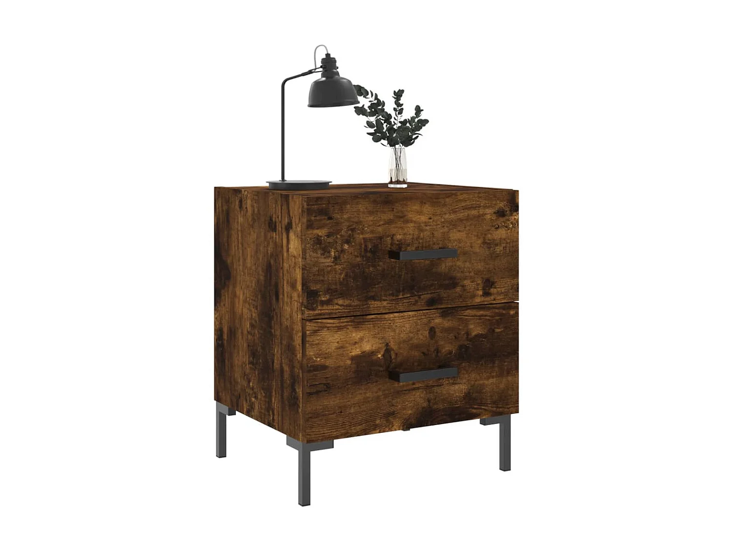 Lot de 2 Tables de chevet chêne fumé 40x35x47,5cm bois d’ingénierie WVGQ8939