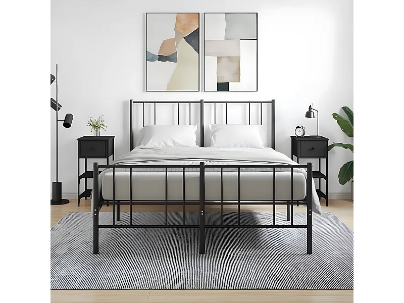 Lote de 2 Mesitas de noche madera de ingeniería negro 34x36x70 cm ES47959