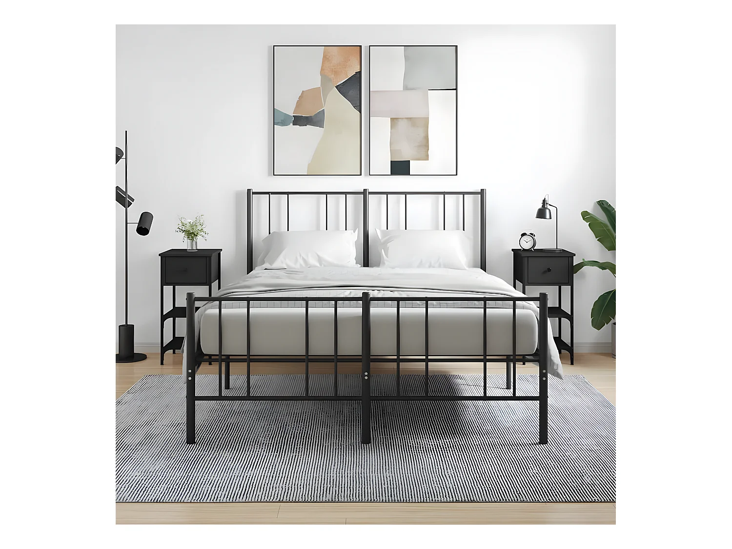 Lot de 2 Tables de chevet noir 34x36x70 cm bois d’ingénierie WVGQ8468
