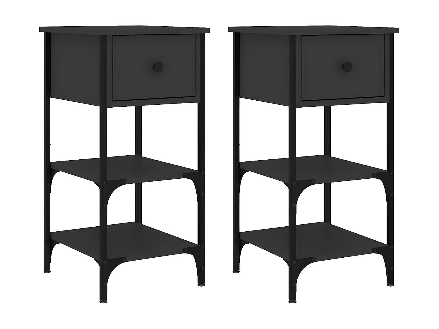 Lot de 2 Tables de chevet noir 34x36x70 cm bois d’ingénierie WVGQ8468