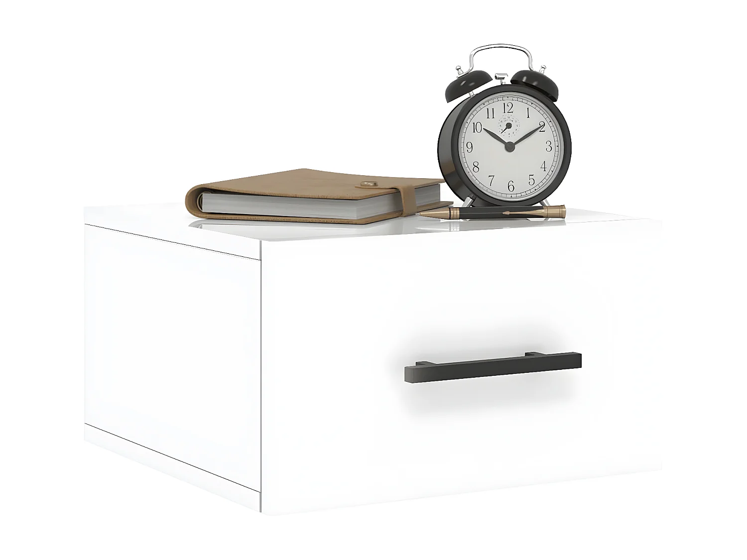 Lot de 2 Tables de chevet murales blanc brillant 35x35x20 cm WVGQ2265