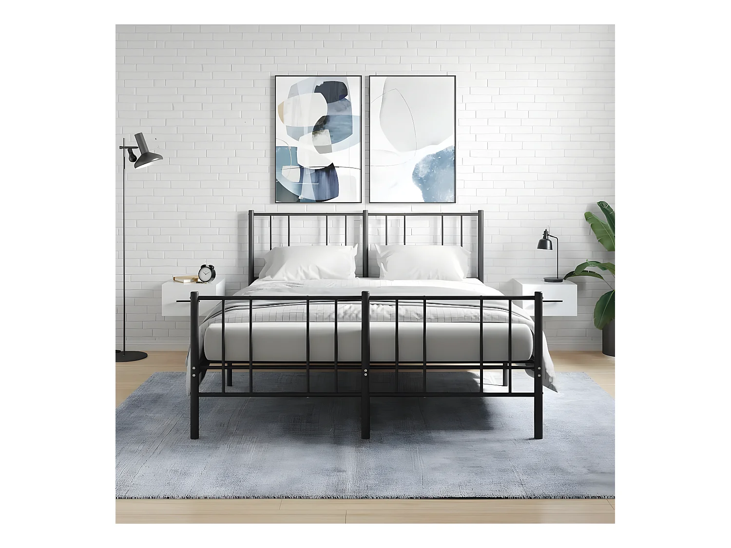 Lot de 2 Tables de chevet murales blanc brillant 35x35x20 cm WVGQ2265