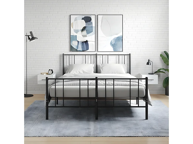 Lot de 2 Tables de chevet murales blanc brillant 35x35x20 cm WVGQ2265