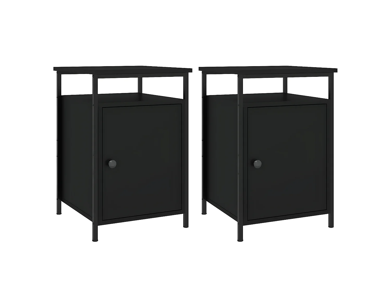 Lote de 2 Mesitas de noche madera contrachapada negro 40x42x60 cm ES70446