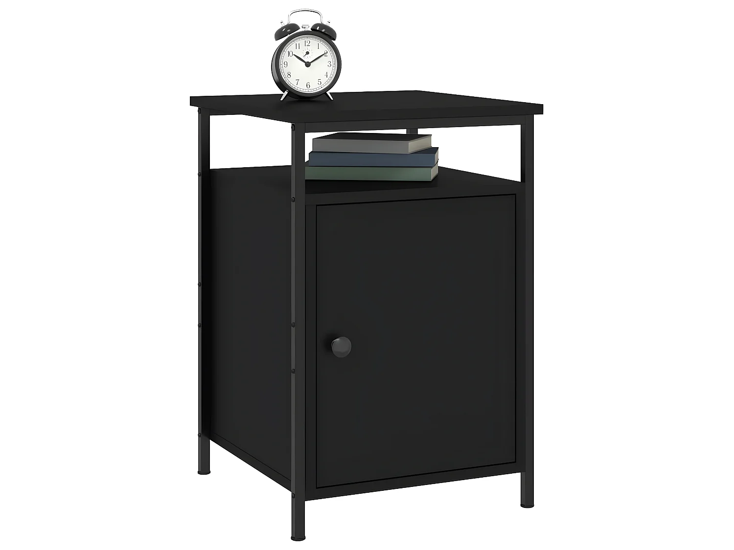 Lote de 2 Mesitas de noche madera contrachapada negro 40x42x60 cm ES70446