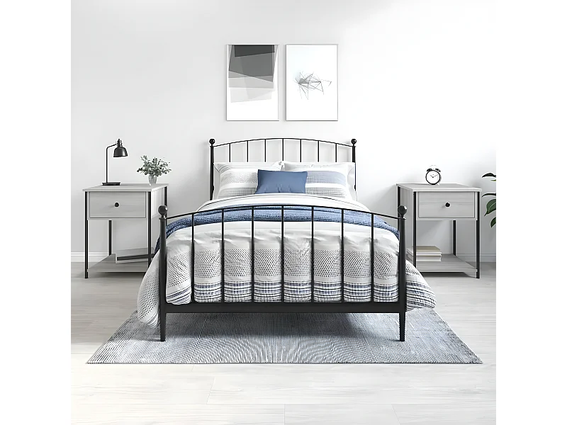 Lote de 2 Mesitas de noche madera ingeniería gris Sonoma 44x45x58 cm ES54532