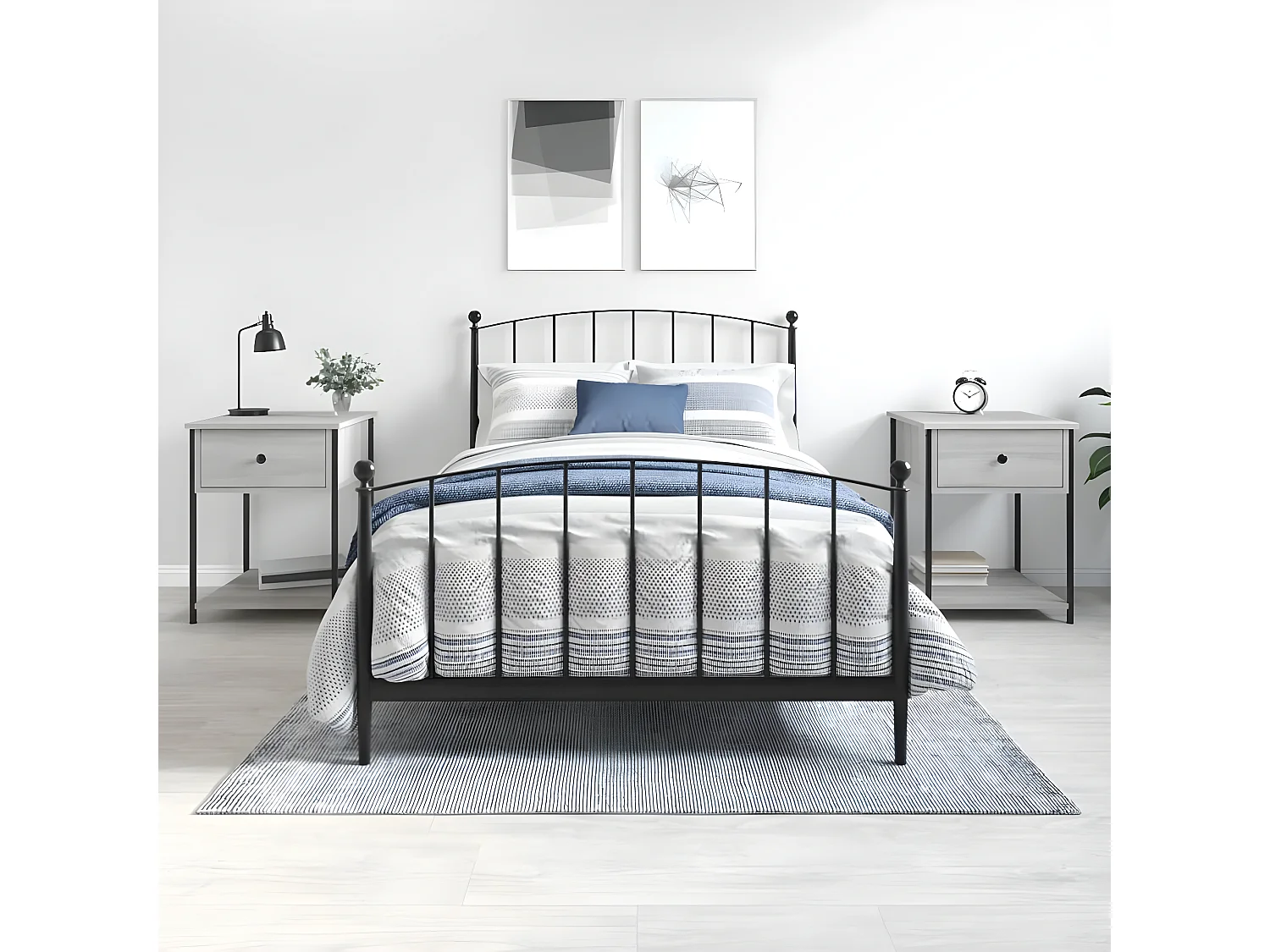 Lote de 2 Mesitas de noche madera ingeniería gris Sonoma 44x45x58 cm ES54532