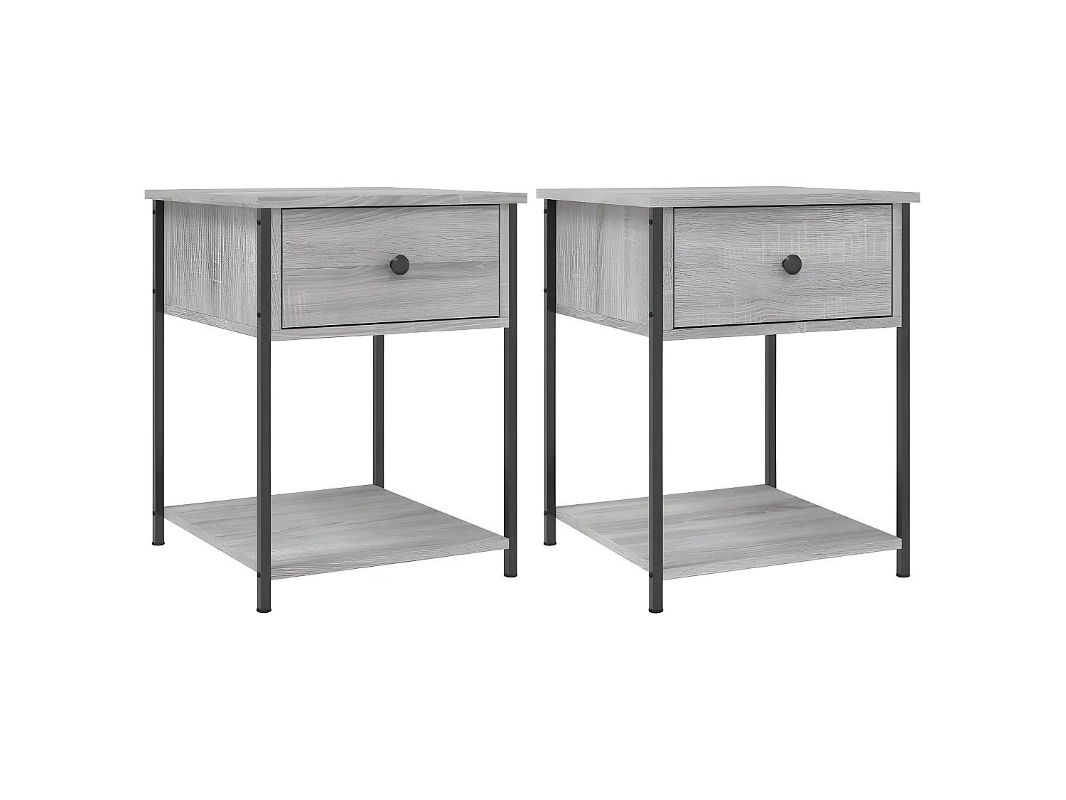 Lote de 2 Mesitas de noche madera ingeniería gris Sonoma 44x45x58 cm ES54532
