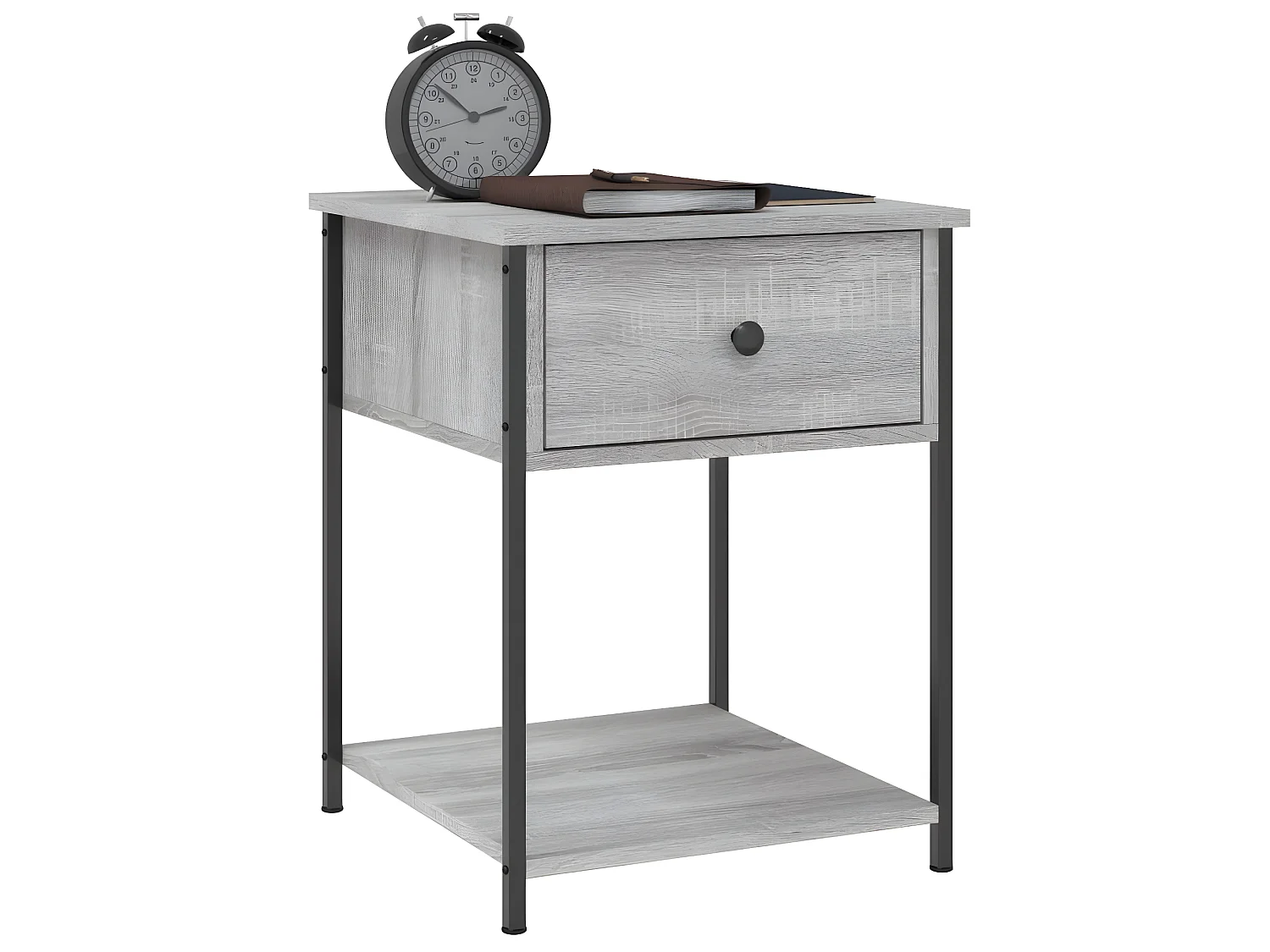 Lote de 2 Mesitas de noche madera ingeniería gris Sonoma 44x45x58 cm ES54532