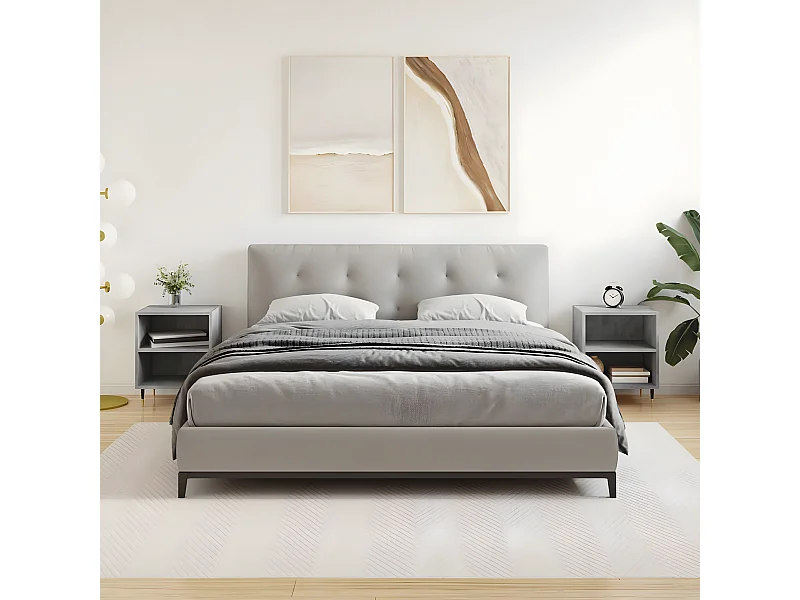 Mesas cabeceira 2pcs 40x30x50cm derivados madeira cinza-cimento PT80003