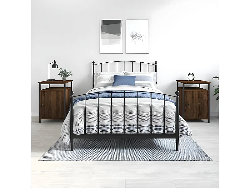 Nachtkastjes 2 st 40x42x60 cm bewerkt hout bruin eikenkleur NL78344