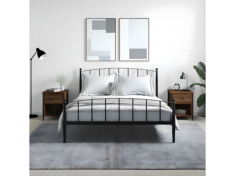 Lote de 2 Mesitas de noche madera ingeniería marrón roble 40x42x50 cm ES24068