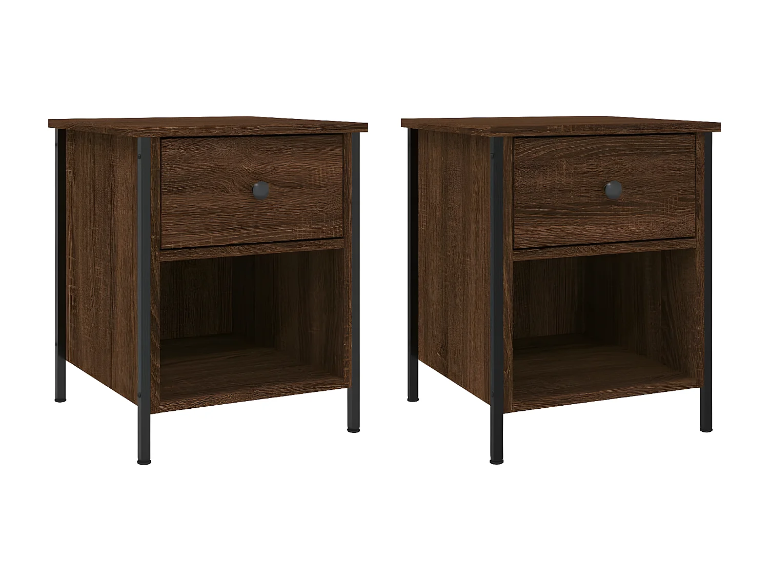 Lote de 2 Mesitas de noche madera ingeniería marrón roble 40x42x50 cm ES24068