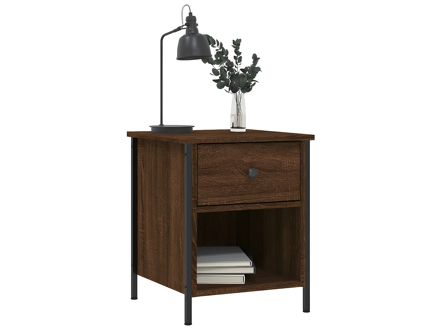 Lote de 2 Mesitas de noche madera ingeniería marrón roble 40x42x50 cm ES24068