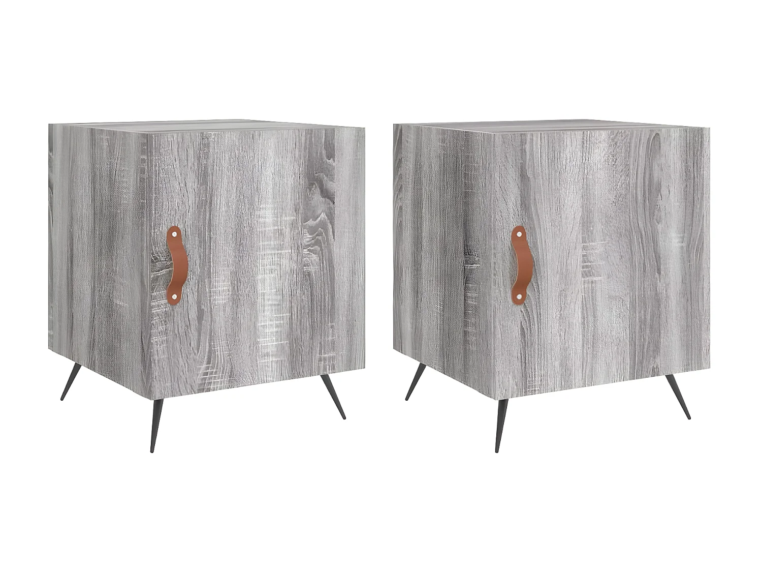 Lote de 2 Mesitas de noche madera ingeniería gris Sonoma 40x40x50 cm ES61566