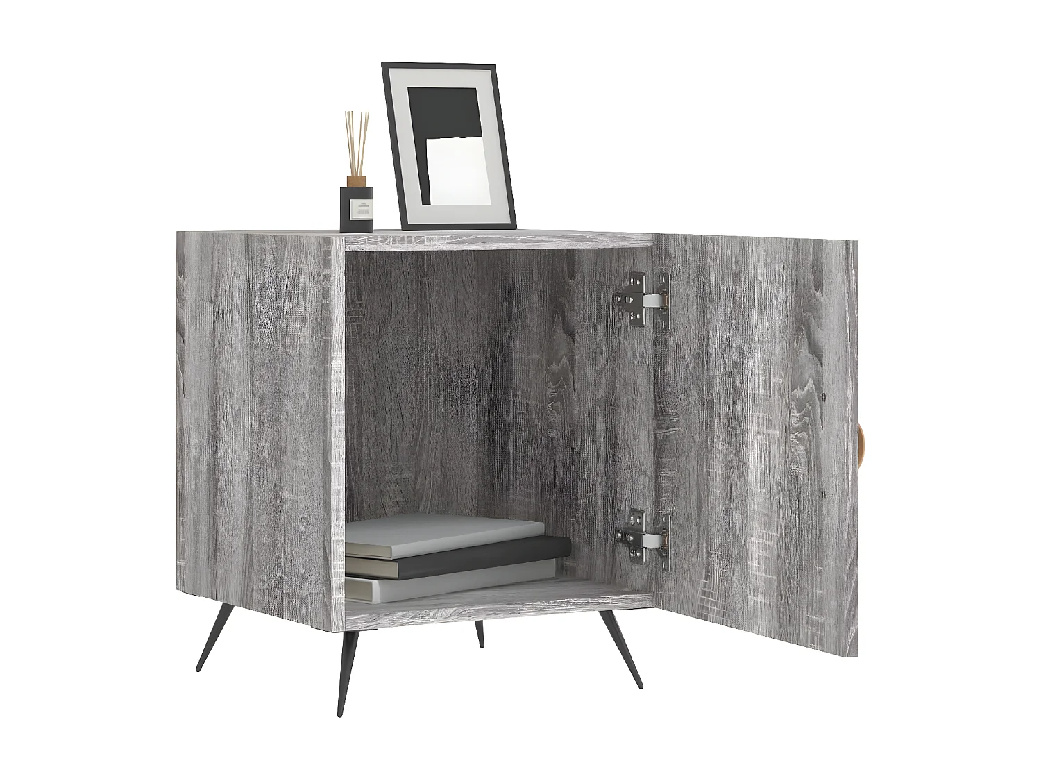 Lote de 2 Mesitas de noche madera ingeniería gris Sonoma 40x40x50 cm ES61566