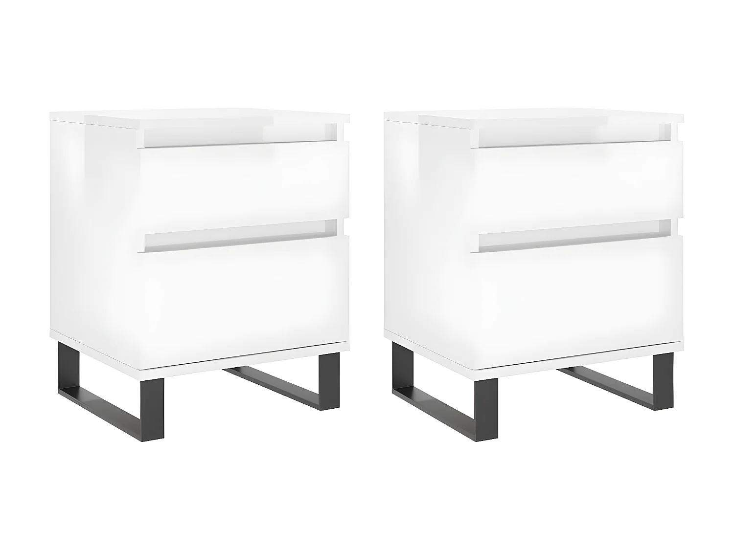 Lot de 2 Tables de chevet blanc brillant 40x35x50 cm WVGQ3703