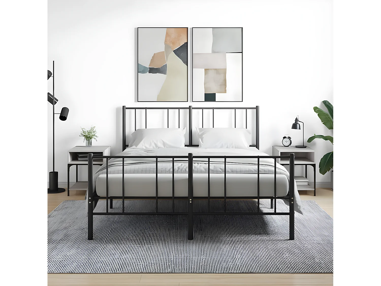 Lote de 2 Mesitas de noche madera ingeniería gris Sonoma 40x41x50 cm ES48286