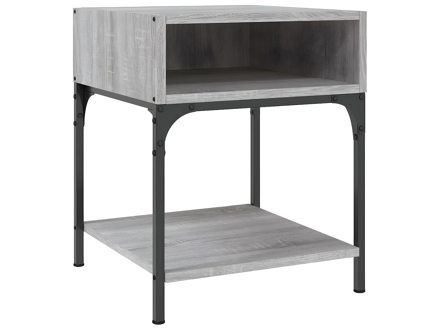 Lote de 2 Mesitas de noche madera ingeniería gris Sonoma 40x41x50 cm ES48286