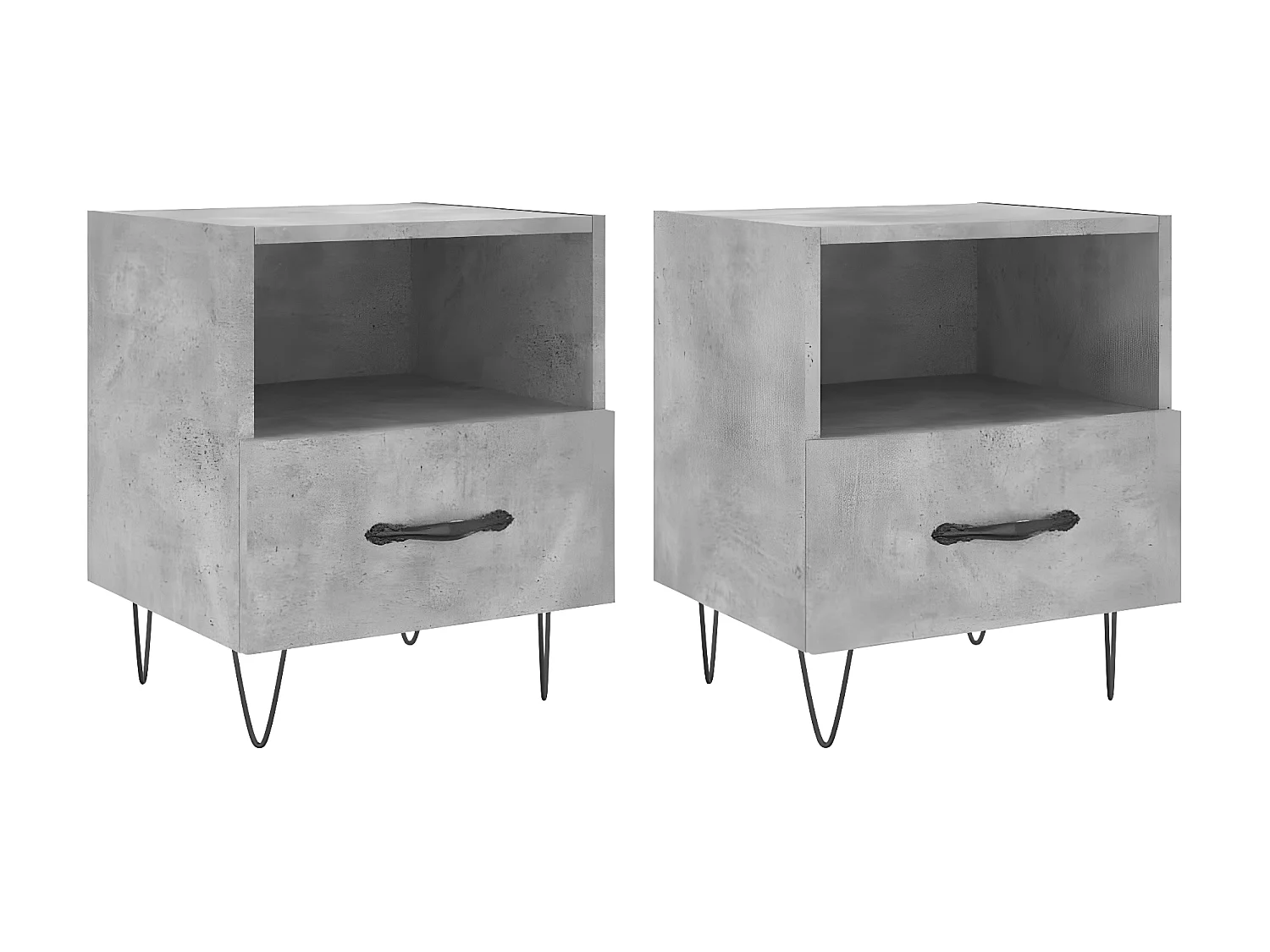 Lot de 2 Tables de chevet gris béton 40x35x47,5cm bois d’ingénierie WVGQ2202