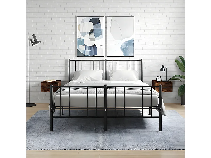 Lot de 2 Tables de chevet murales chêne fumé 35x35x20 cm WVGQ3288