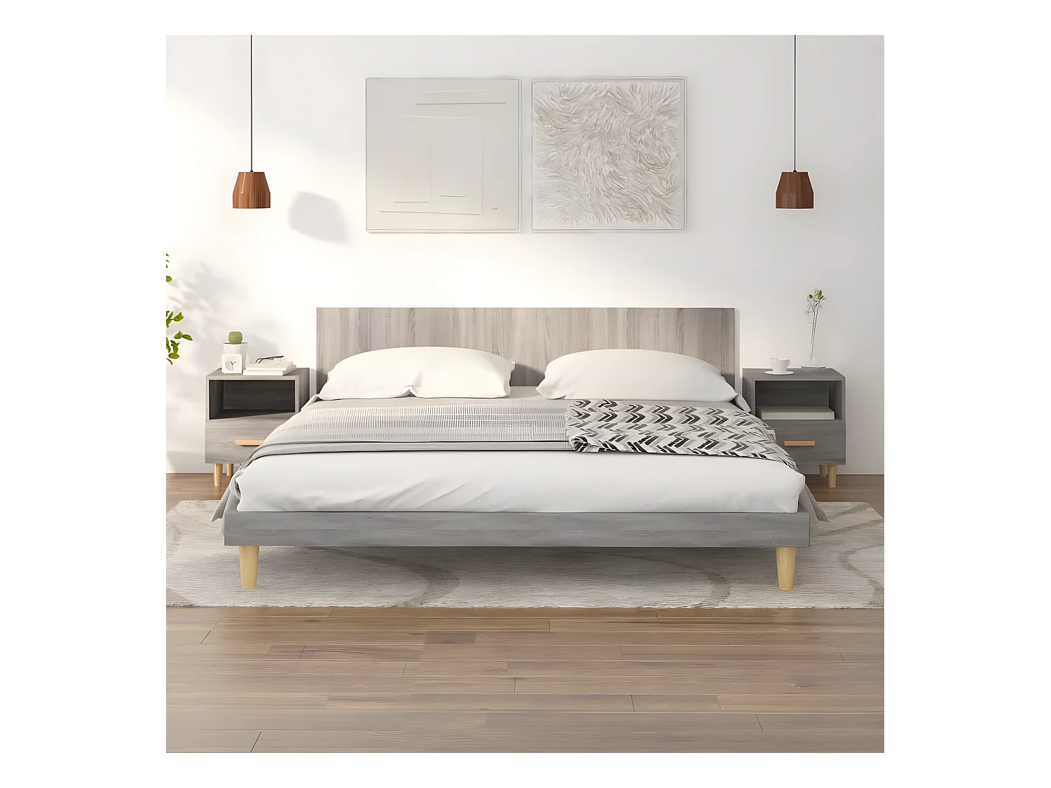 Lot de 2 Tables de chevet Sonoma gris 40x35x47 cm WVGQ3557