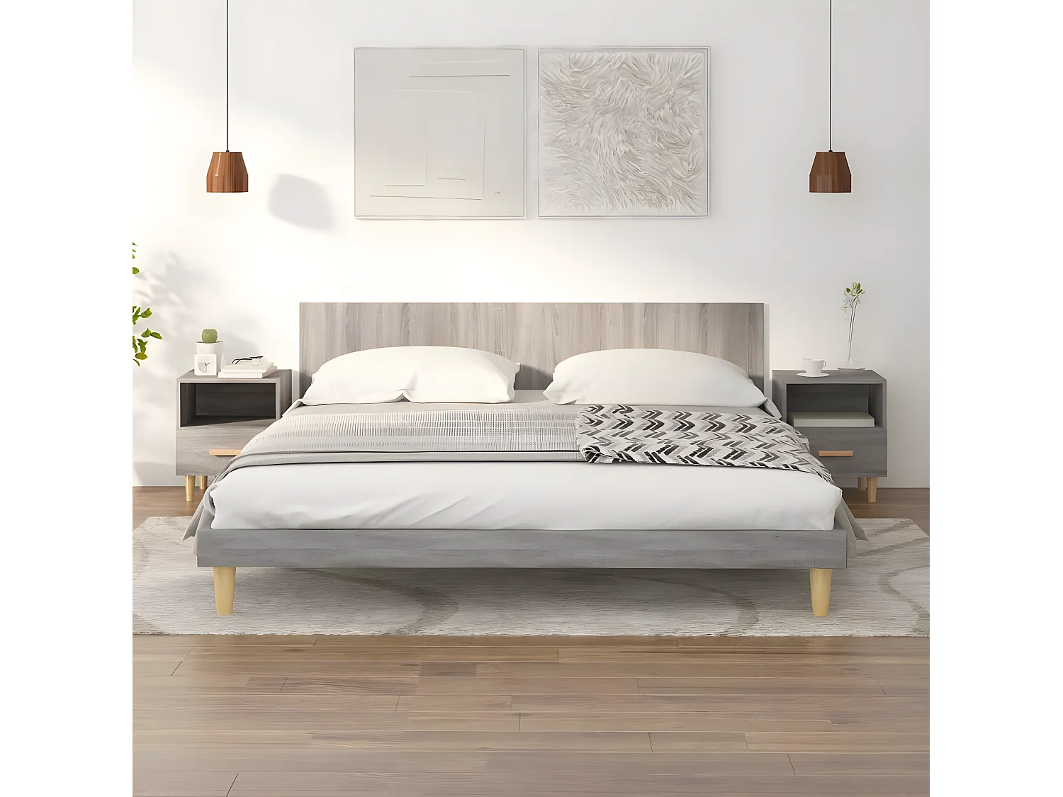 Nachtkastjes 2 st 40x35x47 cm grijs sonoma eikenkleurig NL24363