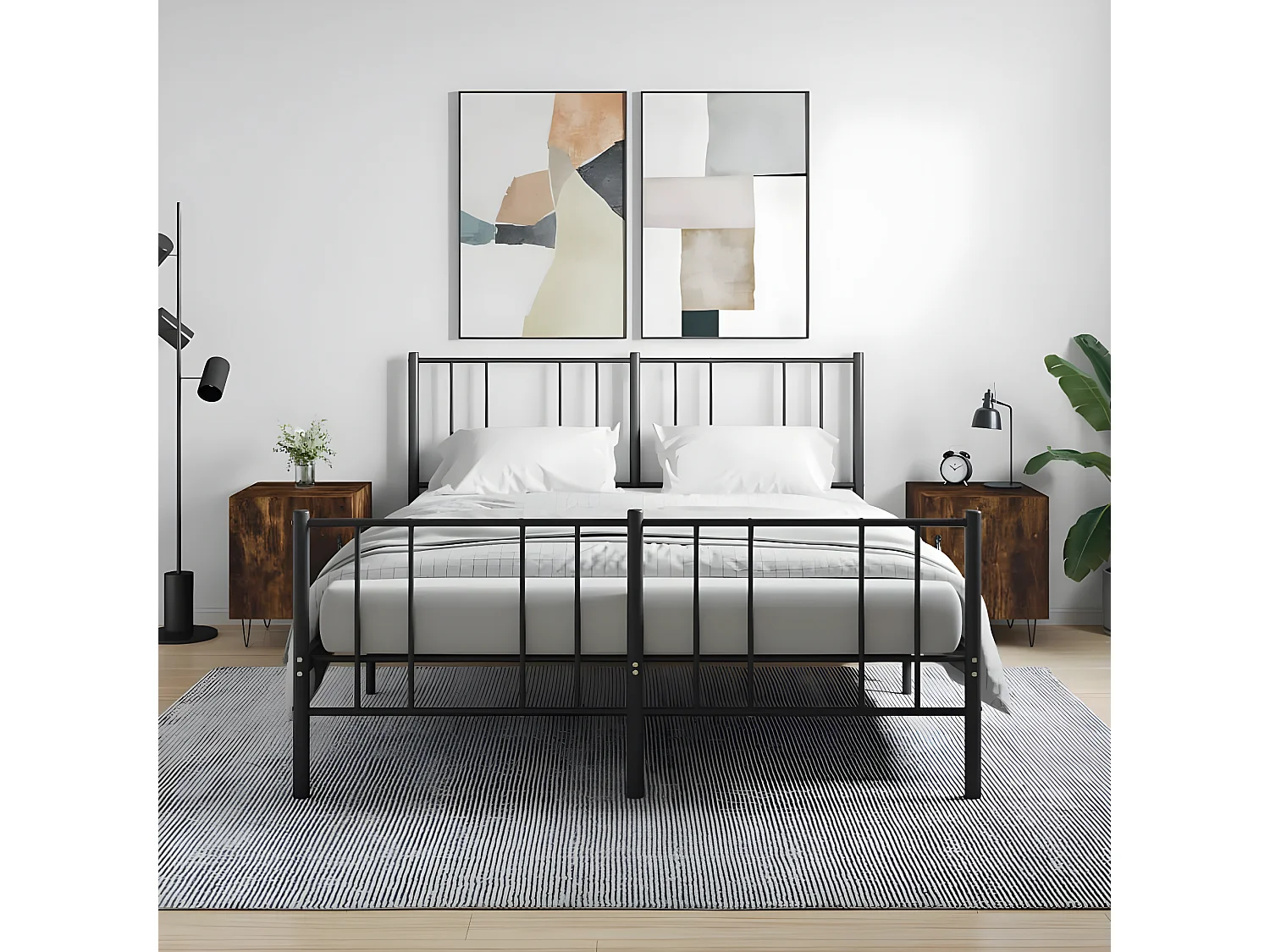 Lot de 2 Tables de chevet chêne fumé 40x40x50 cm bois d'ingénierie WVGQ7051