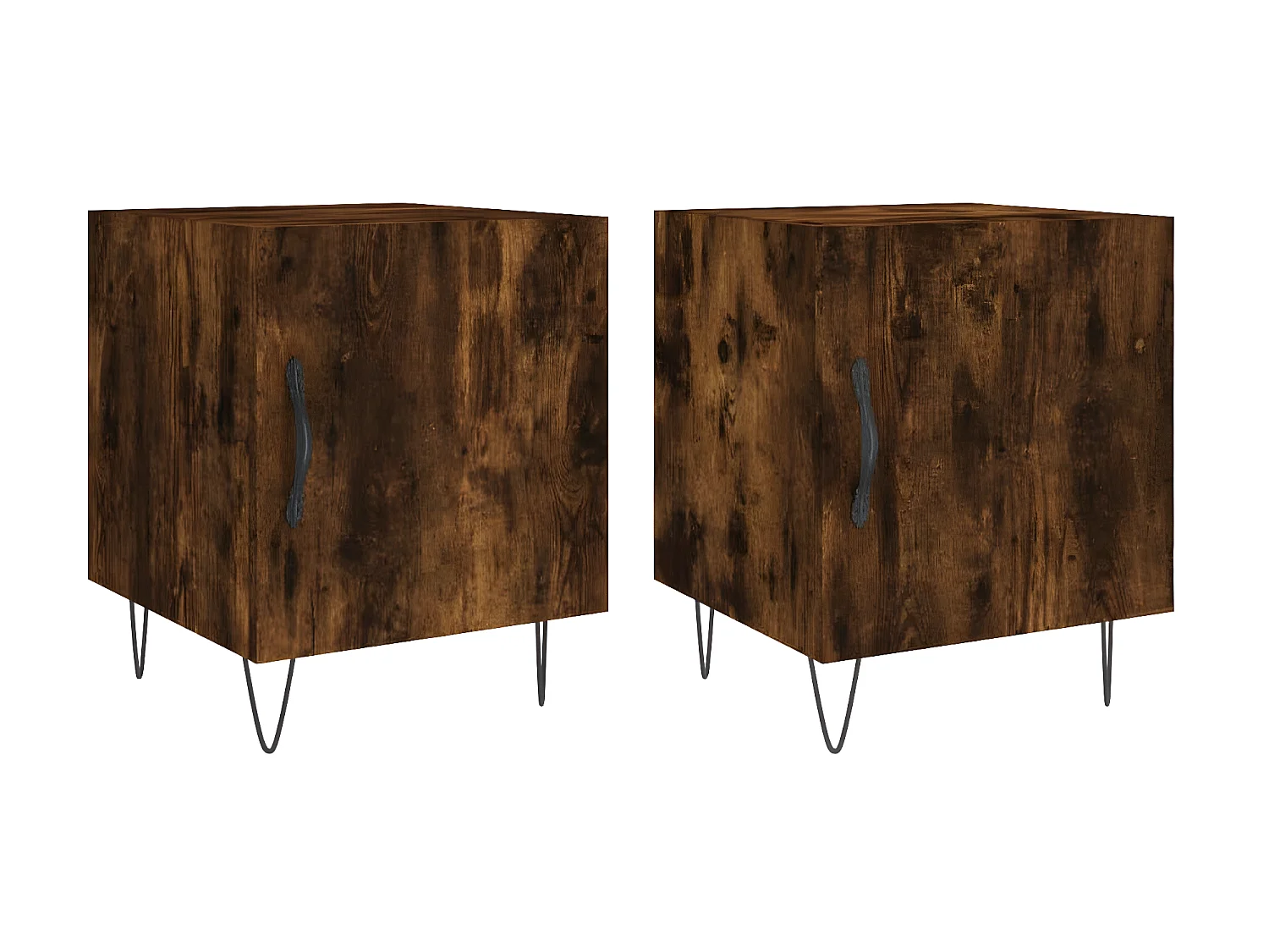 Lot de 2 Tables de chevet chêne fumé 40x40x50 cm bois d'ingénierie WVGQ7051