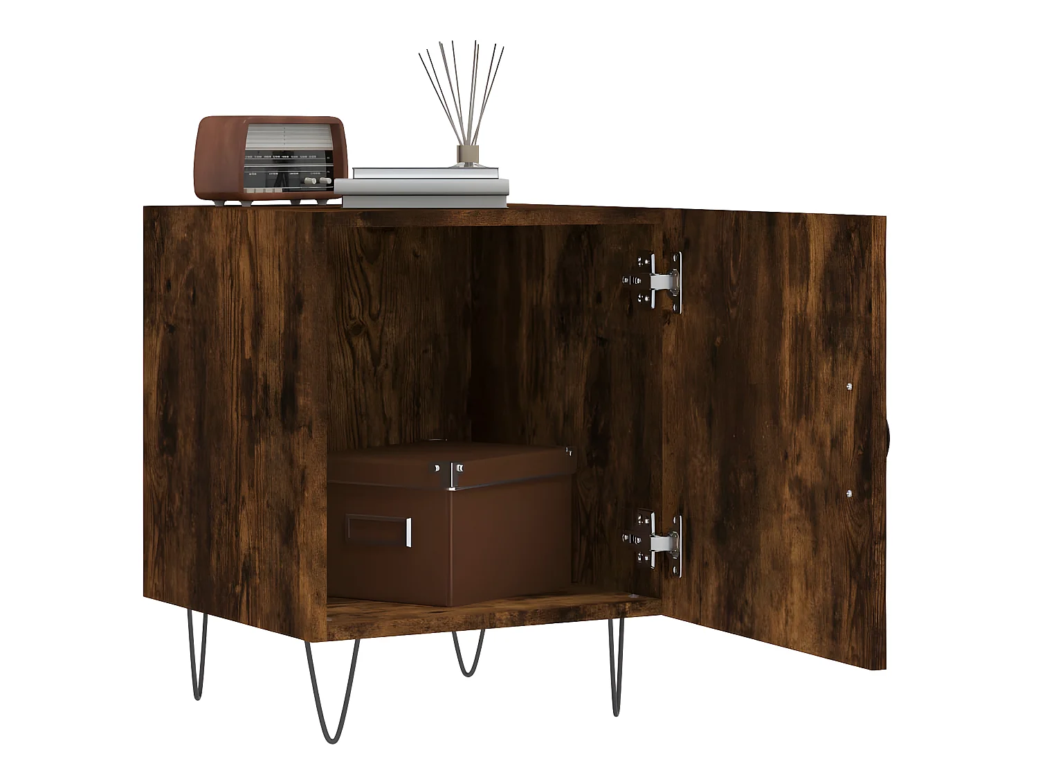 Lot de 2 Tables de chevet chêne fumé 40x40x50 cm bois d'ingénierie WVGQ7051