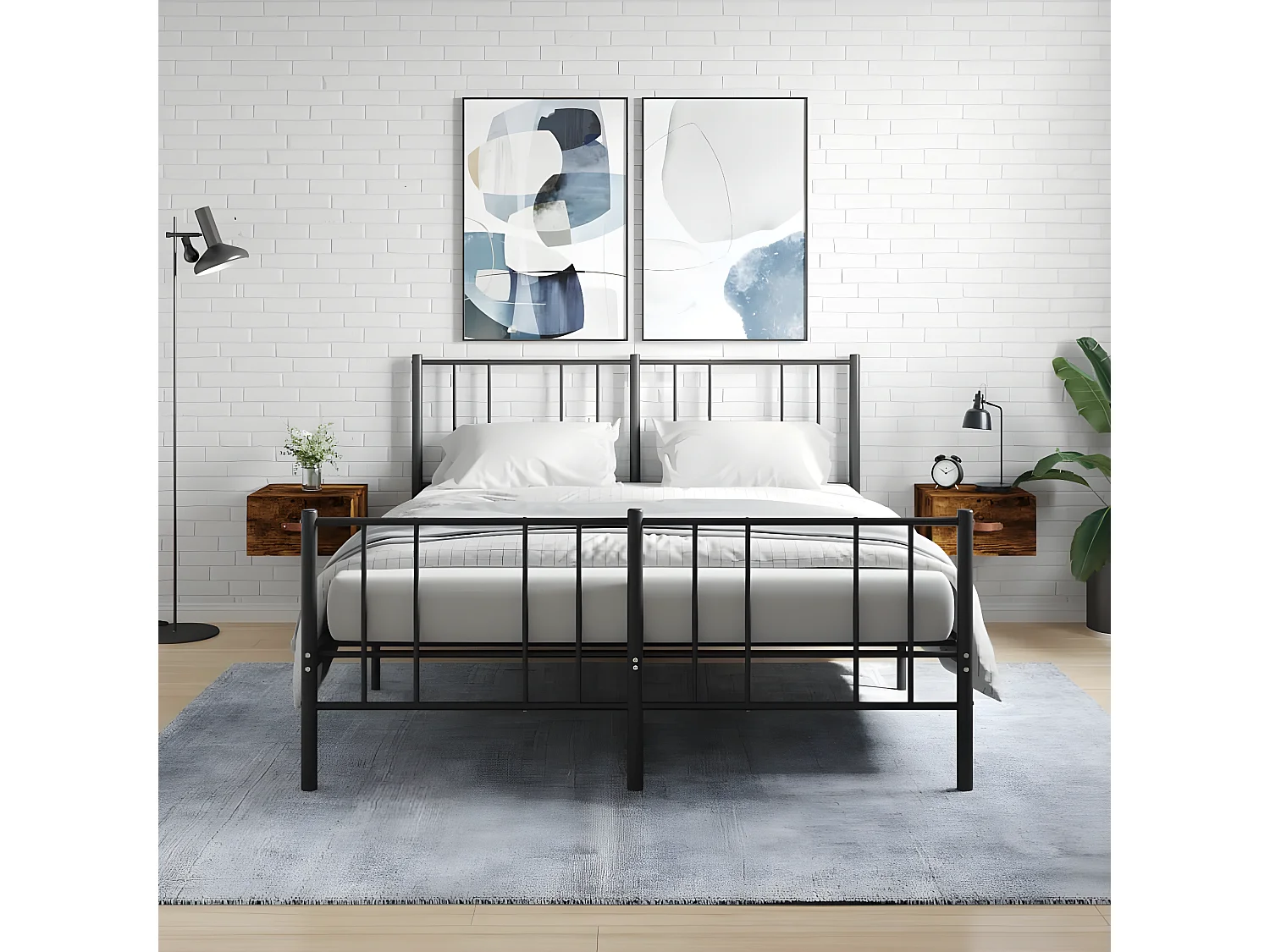 Lot de 2 Tables de chevet murales chêne fumé 35x35x20 cm WVGQ9616