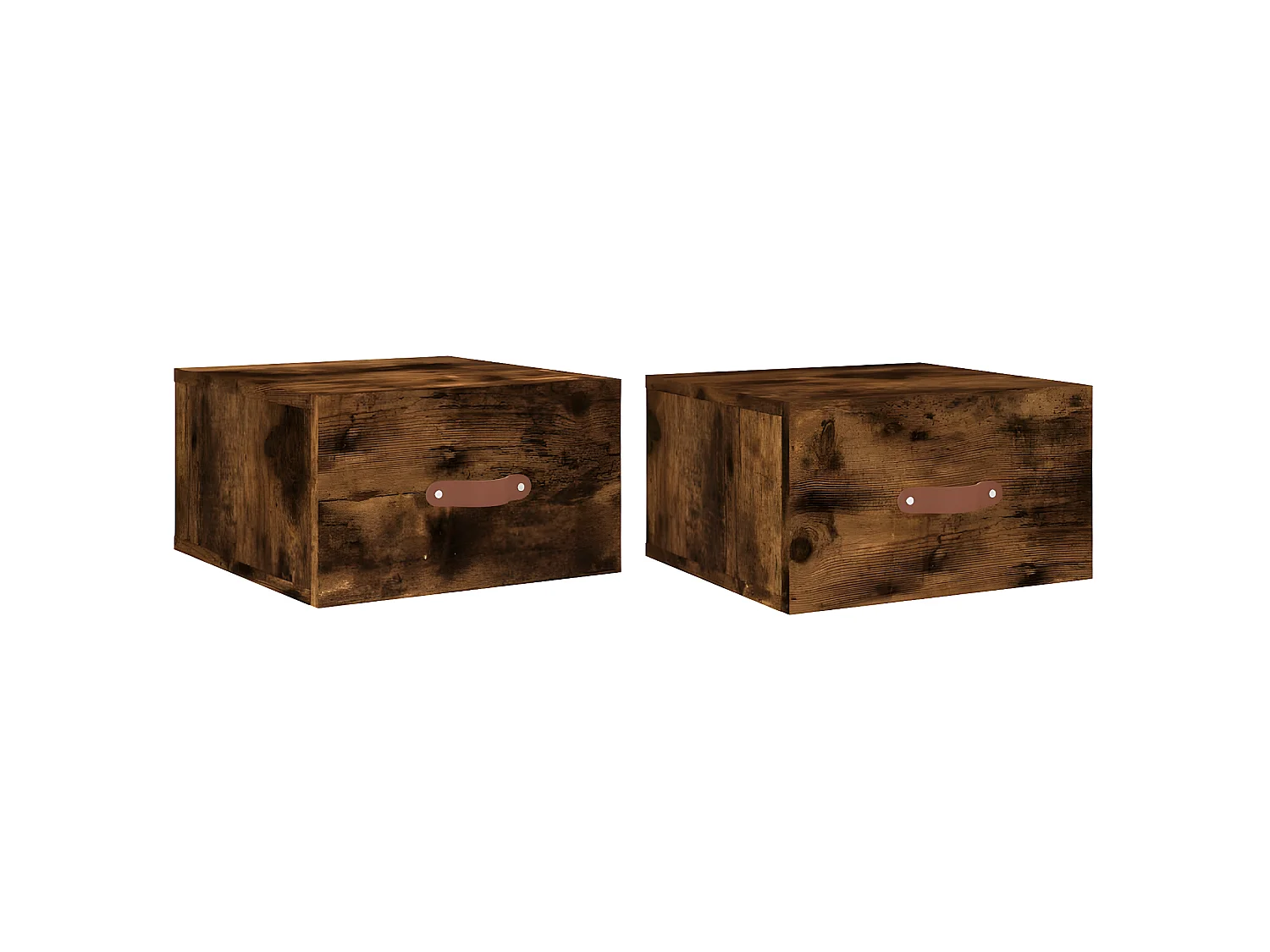 Lot de 2 Tables de chevet murales chêne fumé 35x35x20 cm WVGQ9616