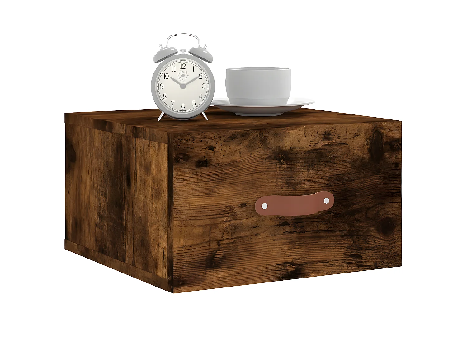 Lot de 2 Tables de chevet murales chêne fumé 35x35x20 cm WVGQ9616